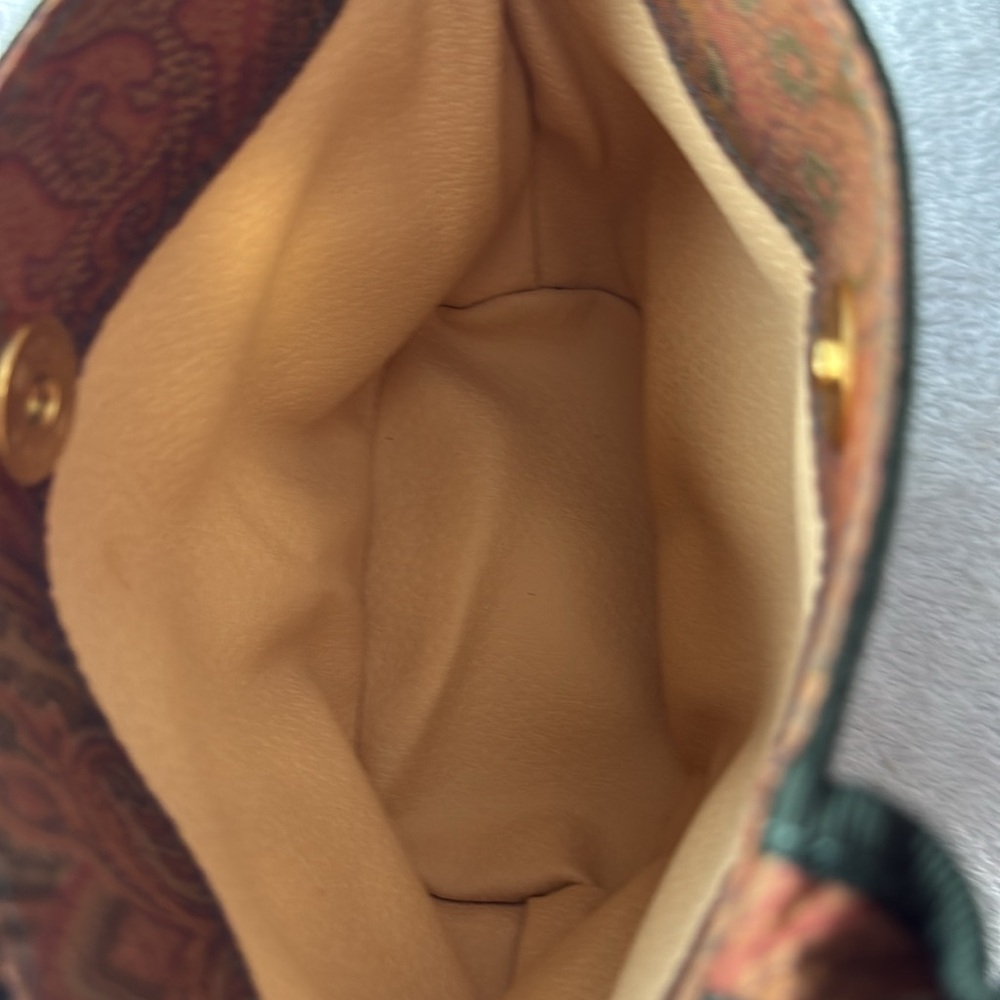 Etro Mini Satchel European Luxury Top Handle Bag Paisley Print Amber & Green - Picture 8 of 8